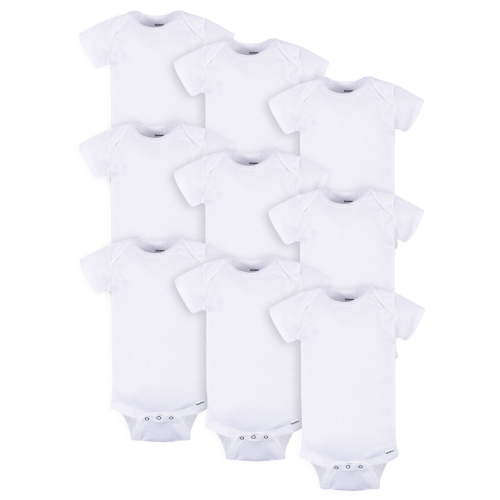 Gerber Gender Neutral White Short Sleeve Bodysuits, 9-Pack, Sizes Preemie - 24 Months