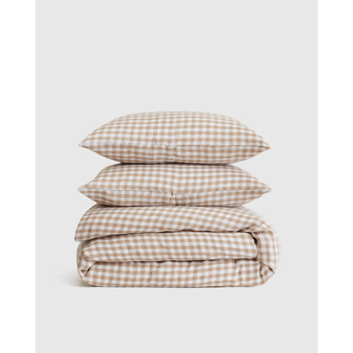 100% European Linen Duvet Cover Set in Cafe Stripe