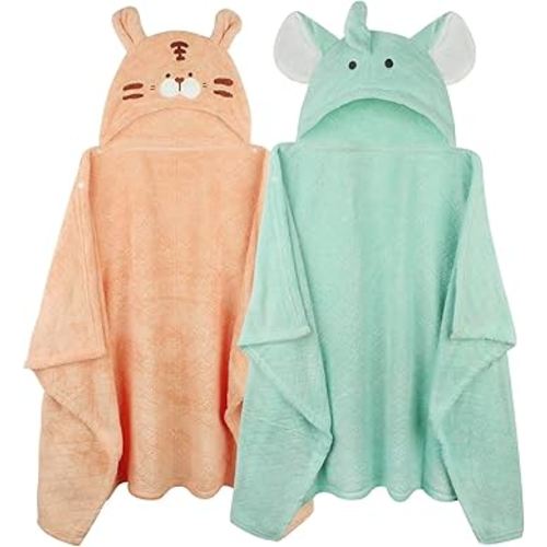 FUBANRAY Toddler Towels with Hood Kids Towels Bath Baby Hooded Towel for Kids 0-5 Years, 2-Pack Soft Absorbent Baby Bath Towel Hooded Toddler Bath Towel Thick 50''x32''