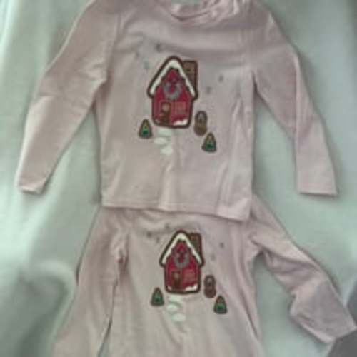 Cat & Jack Pink Gingerbread House Long Sleeve T-Shirts, size 2T, twin bundle