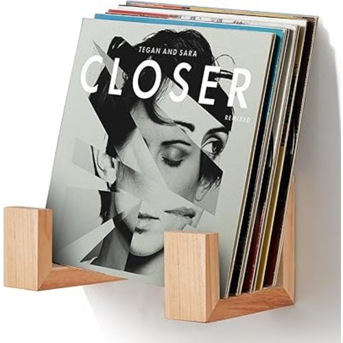 lotoo Wooden Vinyl Record Shelf Wall Mount, Record Holder Display Shelves, Album Display Storage Racks for Collection, Floating Wall Shelves for Bedroom, Living Room, Rustic Decor