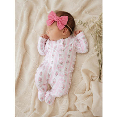 2-Way Zip Ruffle Footie, Bella Rose Stripe