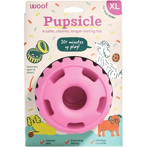 WOOF Pupsicle Interactive Dog Ball Toy for Dogs XL 75 lbs & Up - Pink