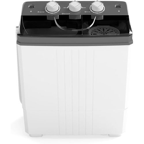COSTWAY Portable Washing Machine, Twin Tub 20Lbs Capacity, Compact Laundry Washer(12Lbs) and Spinner(8Lbs), Durable Design for Apartment Dorm RV, Grey+White