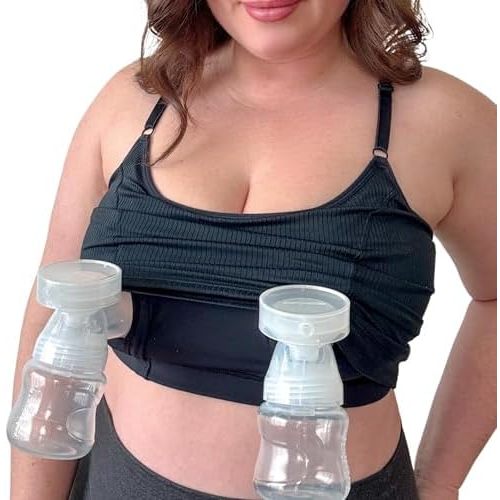 DAVIN & ADLEY Amelia Crop Cami. Hands Free Pumping Bra, 3-in-1 Ribbed Swimsuit top with no Clips