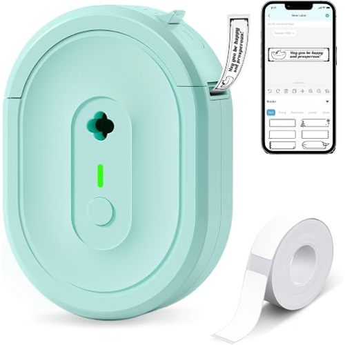 NDYIN N12 Label Maker Machine with 1 Tape Bluetooth Label Printer, Green