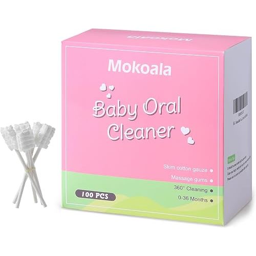 Baby Toothbrush, Baby Tongue Cleaner Newborn, 100 pcs Infant Mouth Cleaner, Soft Gauze Toohthbrush Oral Cleaning Stick Dental Care for 0-36 Month