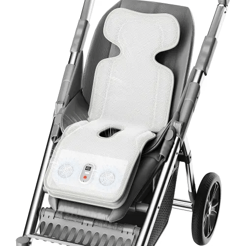 PANERGY Baby Stroller Cooling Pad, 3D Breathable Carseat Cooling Pad with 2 Built-in Blower, Max 10H Ventilation 3 Speeds 10000mAh Rechargeable Cooling Mat Liner for Toddler Baby Summer Essentials