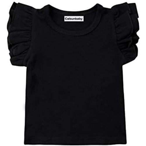 Infant Toddler Baby Girl Top Basic Plain Ruffle T-Shirt Blouse Casual Clothes