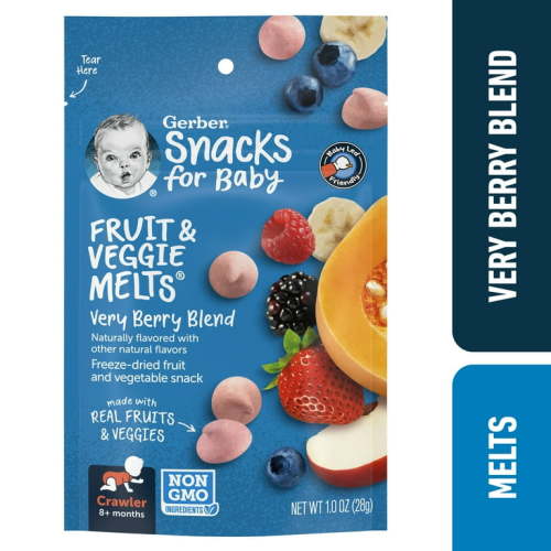 Gerber Fruit & Veggie Melts Very Berry Blend Stage 3 Toddler Snack, 1 oz Bag