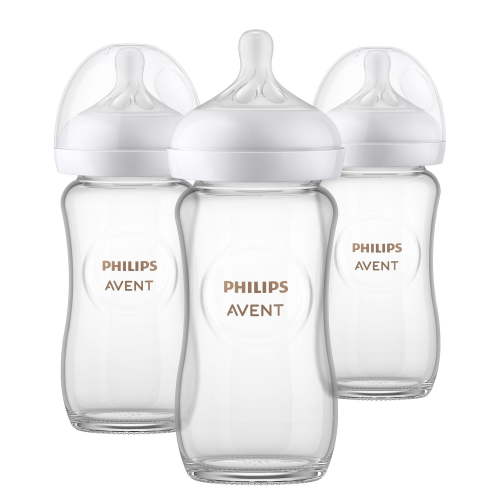 Philips Avent Glass Natural Baby Bottle With Natural Response Nipple, 3x8oz Bottles, SCY913/03 - Walmart.ca