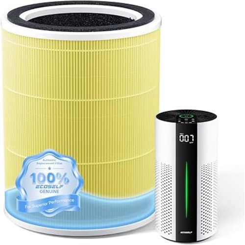 Ecoself Air Purifiers for Home Large Room, Cover Up to 1800 Ft² with True HEPA Filter HAP609 & Air Purifier Replacement Filter, 1 Pack, Yellow