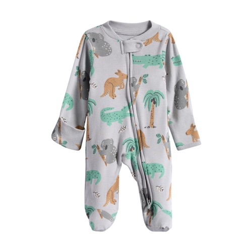 Print Organic Cotton Zip Footie