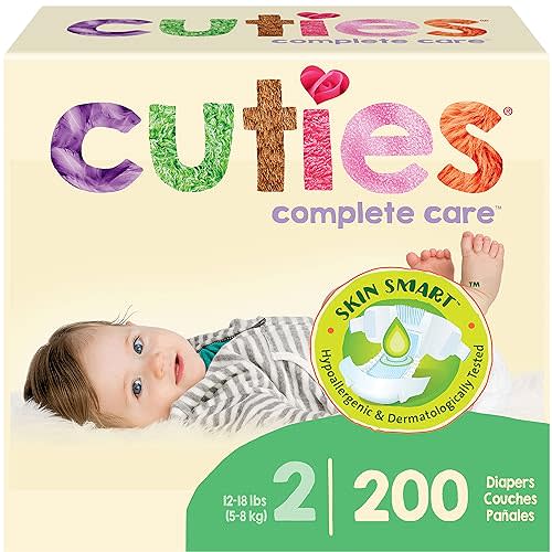 Cuties | Skin Smart, Absorbent & Hypoallergenic Diapers with Flexible & Secure Tabs | Bulk Case | Size 2 | 200 Count