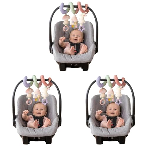 Itzy Ritzy Spiral Car Seat & Stroller Activity Toy Ages 0+ (Pastel Rainbow) | Baby Stroller & Car Seat Spiral Toy, Infant Sensory Activity Toy, Easy-Attach Hanging Toy With Textures, Sounds & Visual Play