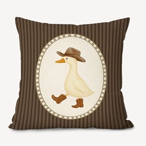 Western Cowboy Goose Nursery Pillow Cover 18x18, Kids Room Decor