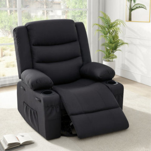 Latitude Run® Extendable Armrest Swivel Glider Chair, 360° Rotation Rocking Chair With Cup Holders & Side Pockets | Wayfair