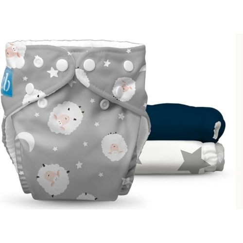 Charlie Banana Cloth Diapers, Reusable, Washable, Adjustable One Size Diaper, for Babies and Toddlers, with Absorbent Inserts - Counting Sheep, 3 Pack