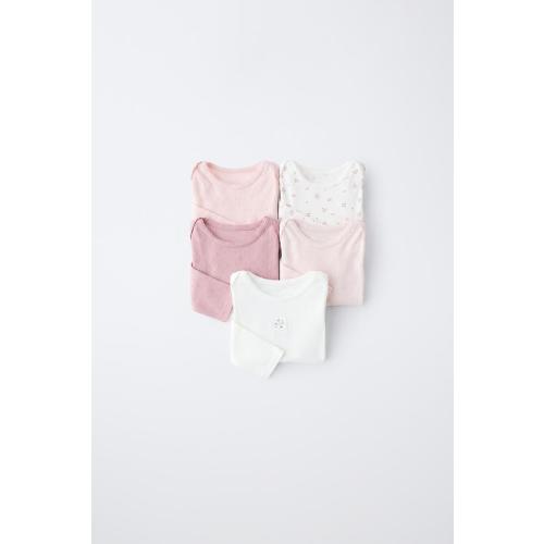 FIVE-PACK FLORAL BODYSUITS - Pink | ZARA United States