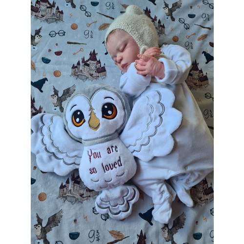 Snowy Owl Birth Stats Plush, Baby Shower Gift, Custom Owl Stuffed Toy, Owl Birth Stats Gift, Personalized Plush Owl, Newborn Keepsake Toy