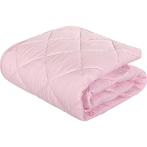 NTBAY Down Alternative Toddler Comforter, Lightweight and Warm Solid Color Baby Crib Quilted Blanket, 39x47 inches, Pink