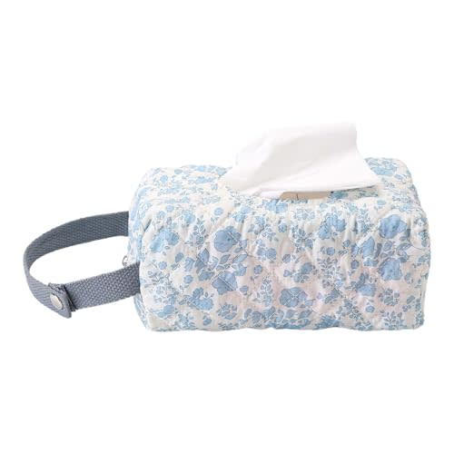 Quilted Baby Wipe Holder Floral Wipe Pouch Portable Mommy Bag with Lanyard for Car, Stroller