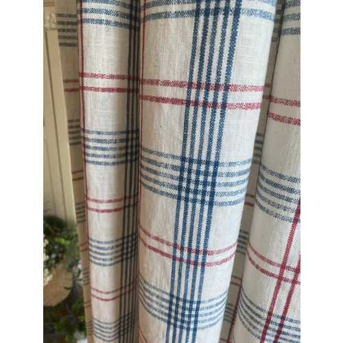 Heavy Linen Curtains Classic Plaid Blue Red Simple Checkered Plaid White Farmhouse Panel Check Modern Curtains Custom Window Drapes Set of 2