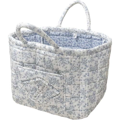 Car Storage Basket, Floral Fabric Storage Basket Car Interior Storage Basket Underwear Sundries Laundry Baskets Supplies Home Organizer Bag