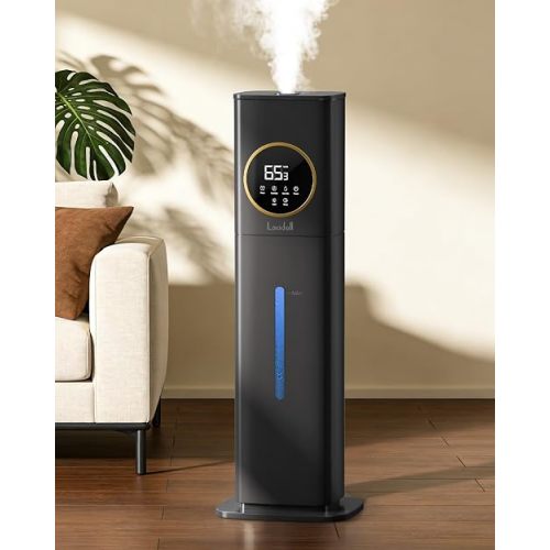 LACIDOLL Humidifiers for Bedroom 500 sq ft, 2.1Gal/8L Humidifier large room with Night Light & Essential Oil Diffuser, Top Fill Large Room Humidifiers for Home Baby Nursery Office Plants, Black