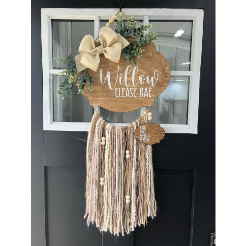 Baby Girl Gender Neutral Boho Hospital Nursery Door Hanger