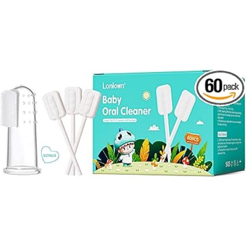 60PCS Baby Tongue Cleaner & 1PCS Finger Toothbrush Infant Mouth Cleaner Newborn Gum Cleaner Disposable Infant Oral Clean Stick Dental Care for Baby Toddler