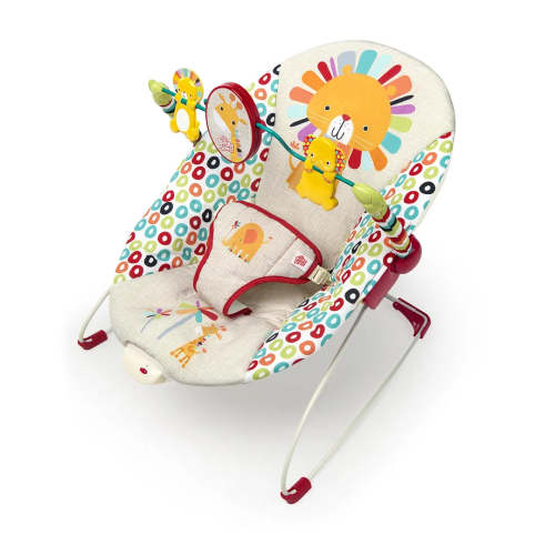 Portable Baby Bouncer w/ Toy Bar - Playful Pinwheels