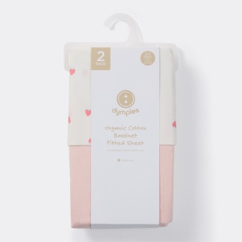 Dymples Fitted Bassinet Sheet 2 Pack - Pink