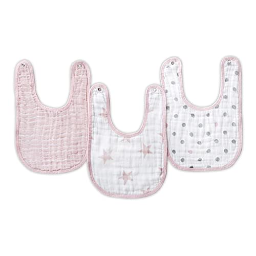 essentials cotton muslin snap bib 3-pack