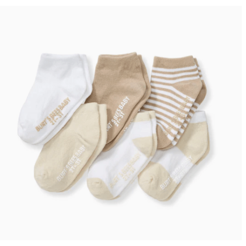 Solid & Stripes Organic Cotton Baby Ankle Socks 6 Pack - Oat – Burt's Bees Baby