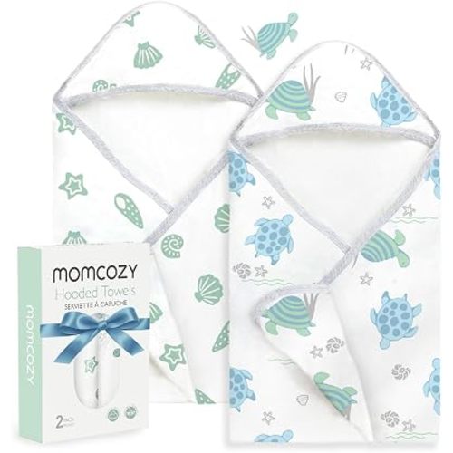 Momcozy Baby Towels, Soft Absorbent Bath Towel for Newborn&Toddler,Turtle