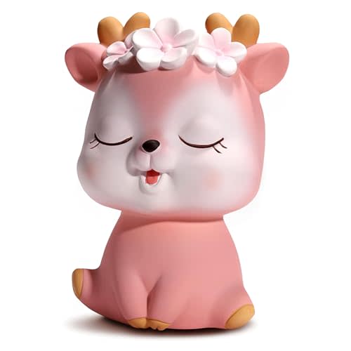 Piggy Bank Girls,Cute Deer Money Bank,Unbreakable Plastic Coin Bank,Large Piggy Bank for Adults,Best Birthday for Kids Home Nursery Personalized Decorations