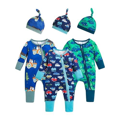 Renotemy Newborn Baby Boy Girl Clothes Unisex Jumpsuits Coming Home Outfit Gifts 2 Way Zipper Romper for Boy Newborn-12M