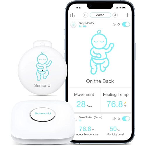 Sense-U Smart Baby Monitor 3: Tracks Infant Body Movement, Rollover, Feeling Temperature and Nursery Room Temperature, Humidity Level, with Real-time Notifications from Anywhere, Green