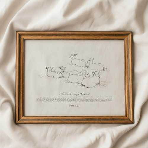 Psalm 23 Vintage Sheep Print Minimal Nursery Decor (Digital Download)