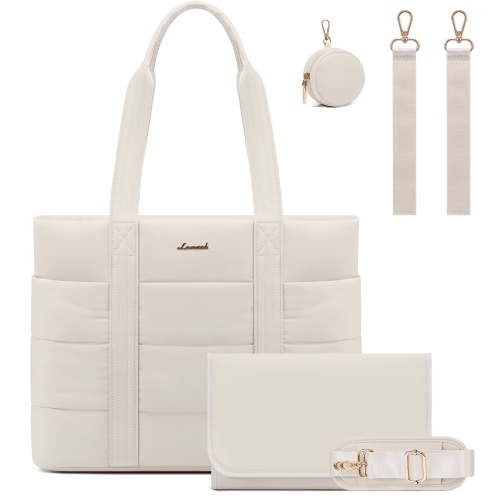 Lovevook Diaper Bag Tote,Fashion Mommy Tote Bag Work Travel Diaper Bag Fit up to 15.6inch Laptop Chic Puffer Fabric Soft & Comfortable