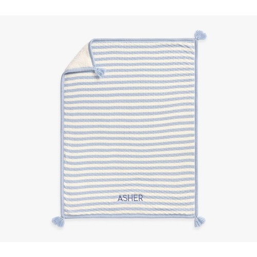 Striped Luxe Cable-Knit Sherpa Baby Blanket
