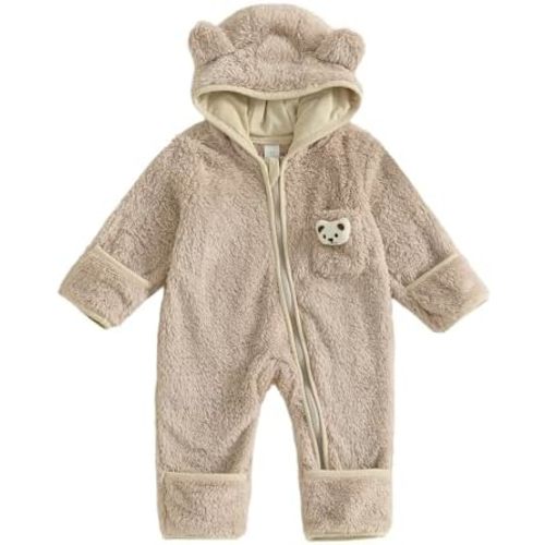 Baby Boy Lion Outfit Fleece Winter Warm Romper Infant Toddler Zipper Hooded Bear Jumpsuit Newborn Clothes