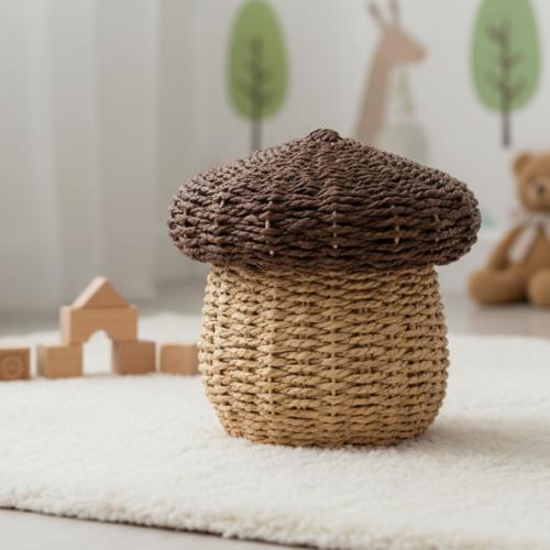 Natural Rattan Mushroom Box – Boho Nursery Small Toys Organizer