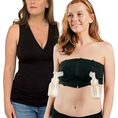 Hands-Free Pumping Bra - Comfortable, Adjustable, Customizable - Converts Nursing Bra or Maternity Bra to Breast Pump Bra