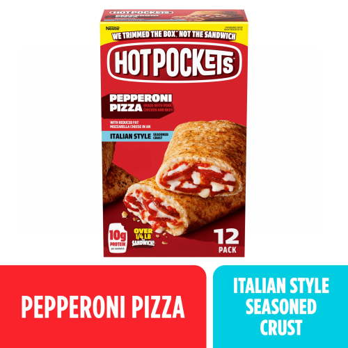 Hot Pockets Pepperoni Pizza Snacks 54 oz 12 Pack Italian Seasoned Crust Frozen