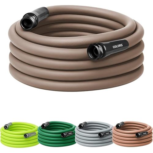 Flexzilla Colors Garden Hose 5/8 in. x 50 ft., Lightweight All-Weather Water Hose, Durable and Flexible, Leak-Free Connections, Brown Mulch