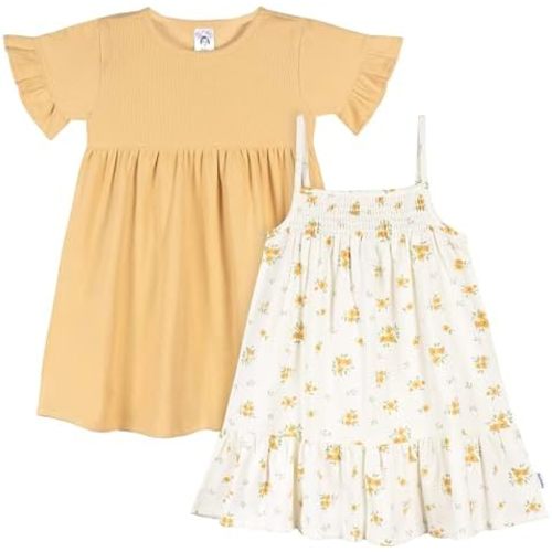 Gerber Girls' Toddler Short-Sleeve and Sleeveless Dress Set