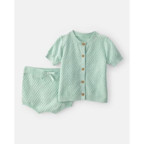 Baby Girl 2-Piece Crochet Top & Short Set - Green | Carter's