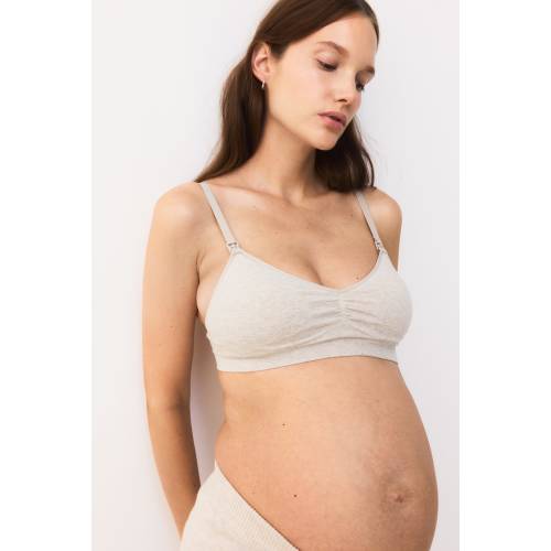 MAMA SEAMLESS PADDED COTTON-BLEND NURSING BRA